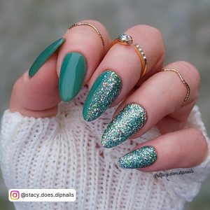 Green Ombre Nails With Glitter