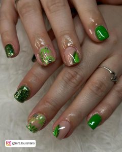 Green Plaid Nails