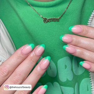 Green Rhinestone Nails