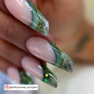 Green Tip Almond Nails