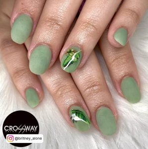 Green Tip Nails Almond