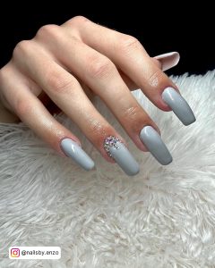 Grey And Black Coffin Nails