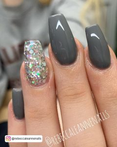 Grey And Pink Coffin Nails