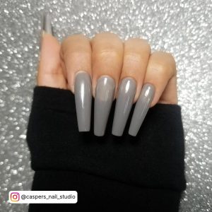 Grey Ombre Nails Coffin