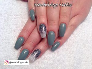Grey Rose Gold Coffin Nails