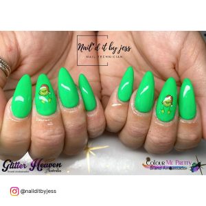 Grinch Acrylic Nail Designs Green