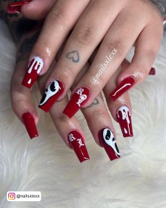 Halloween Nail With Only Red