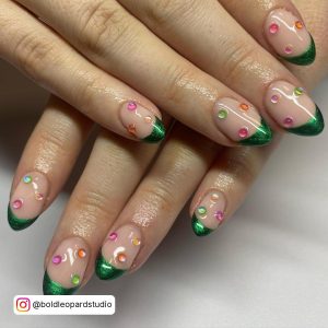 Hunter Green French Tip Nails