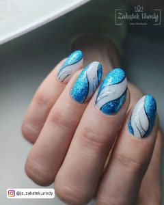 Ice Blue Glitter Nails