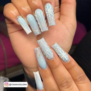 Icy Blue Christmas Nails