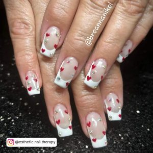 Kids Nails Pink And Red Heart