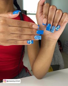 Light Blue Acrylic Nails Short