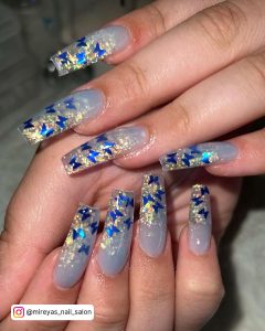 Light Blue Acrylic Nails With Butterflies