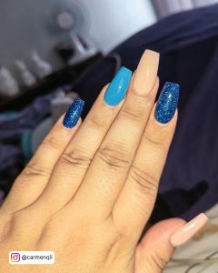 Light Blue Acrylic Nails With Glitter