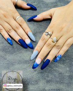 Light Blue Almond Shaped Nails