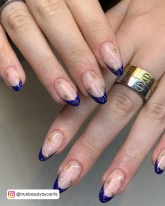 Light Blue And Gold Nails