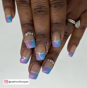 Light Blue And Purple Ombre Nails