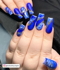 Light Blue And White Marble Nails