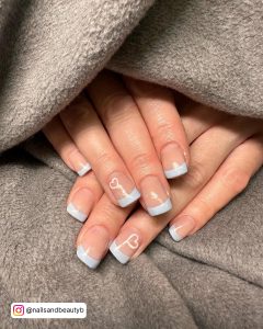 Light Blue Dip Nails With Hearts