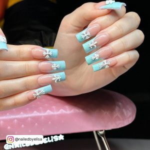 Light Blue French Tip Nails Almond