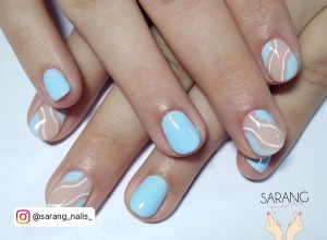 Light Blue Marble Nails On Short Length
