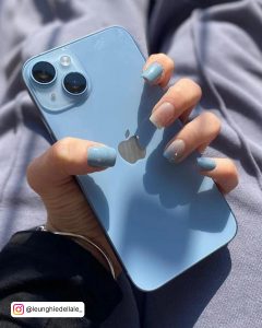 Light Blue Nails Designs In Coffin Shape