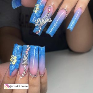 Light Blue Nails Long