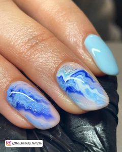 Light Blue Nails Marble