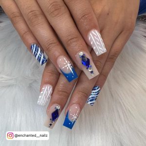Light Blue Nails With Diamonds