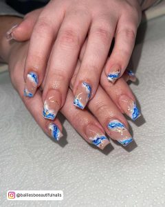 Light Blue Nails With Marble