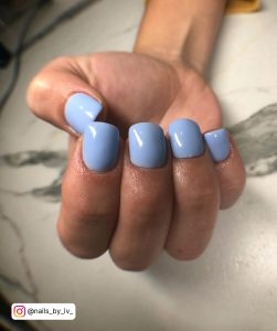Light Blue Short Acrylic Nails