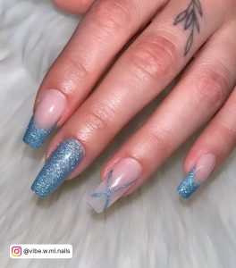 Light Blue With Glitter Nails
