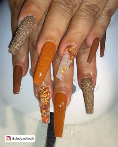 Light Brown Coffin Acrylic Nails
