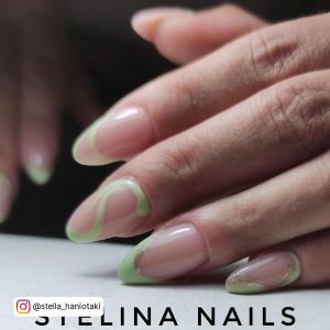 Light Green And Black Nails