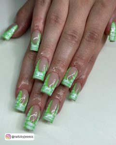 Light Green And Gold Nails