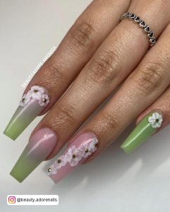Light Green Coffin Nails