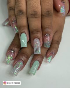 Light Green French Tip Nails