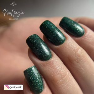 Light Green Glitter Nails