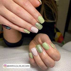 Light Green Marble Nails