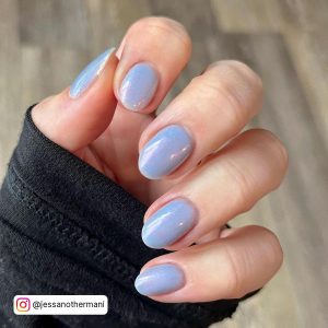 Light Grey Blue Nails In Almond Shape