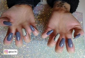 Light Grey Coffin Nails