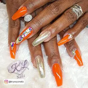 Light Orange Coffin Nails