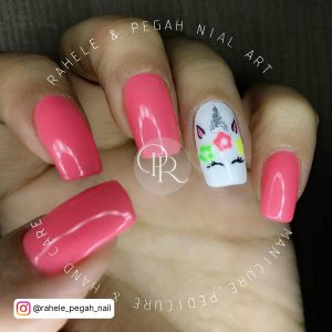 Light Pink Nails With Red Heart
