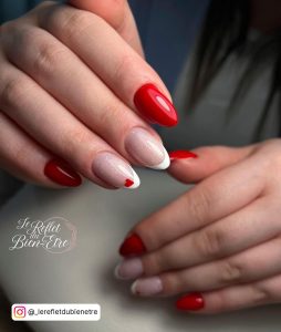 Light Pink Nails With Red Heart