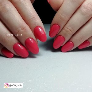 Light Pink Nails With Small Red Heart