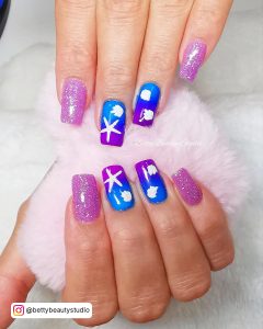 Light Purple And Blue Nails