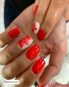 Light Red Coffin Nails