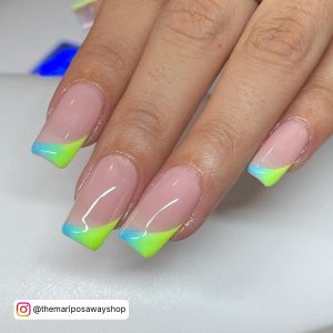 Lime Green And Blue Nail Designs