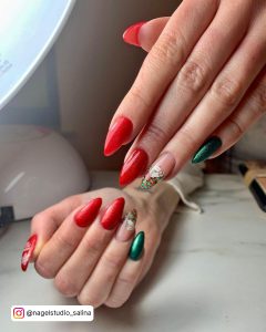 Lime Green And Red Nails