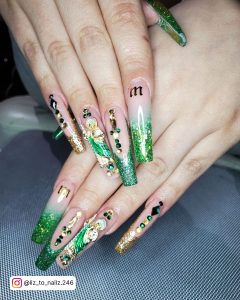 Lime Green Glitter Nails